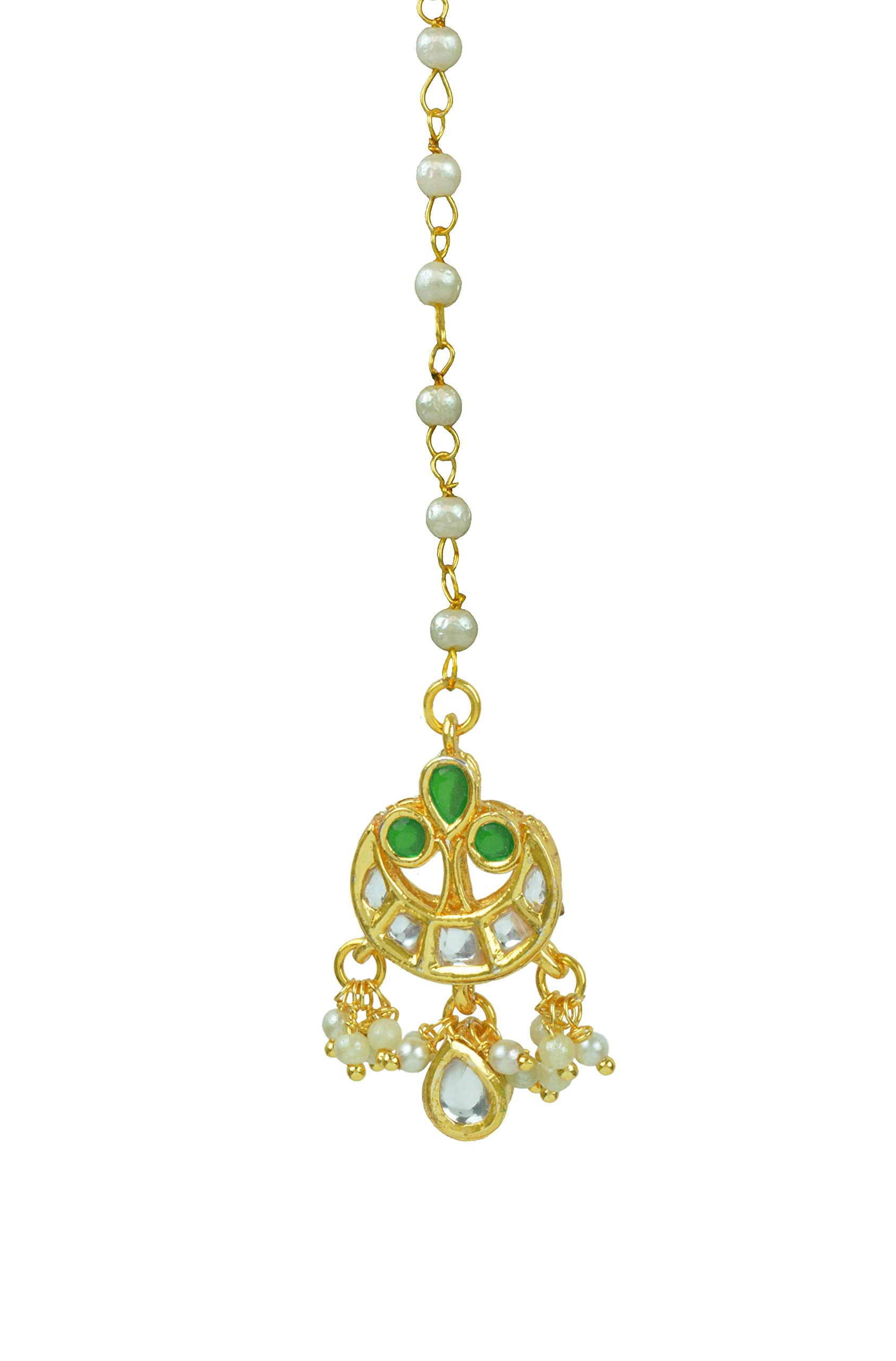 Jewelopia Kundan Gold Plated Maang Tikka Pearl Drop Forehead Jewellery Tikka For Women and girls (Green) (B0C4LF9BRD) Amazon Price History, Amazon Price Tracker