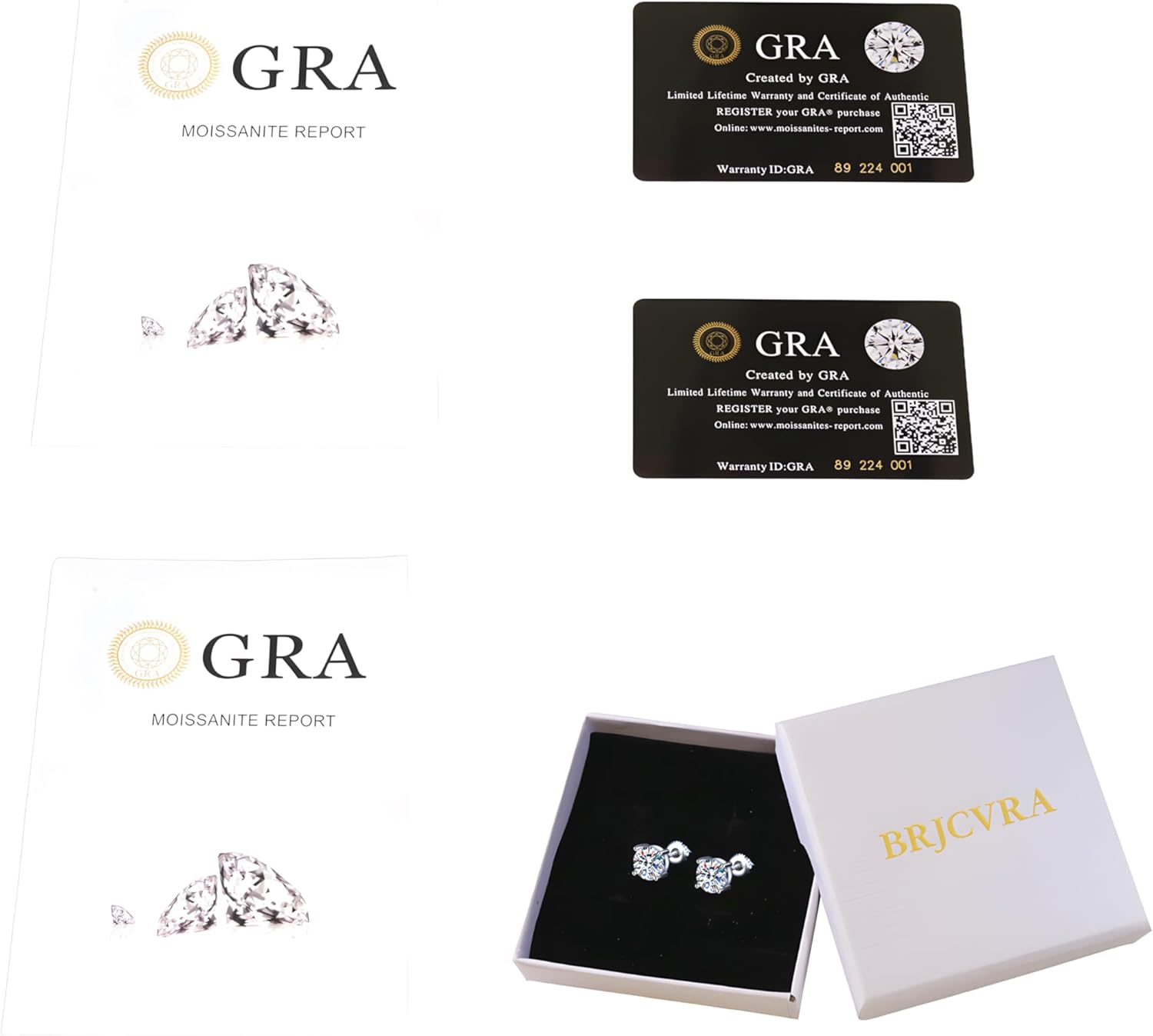 Moissanite Earrings for Women Men, Screw Back Studs 925 Sterling Silver, 18K White Gold Plated, Round Cut D Color VVS1 Hypoallergenic Jewelry Gifts - Image 6