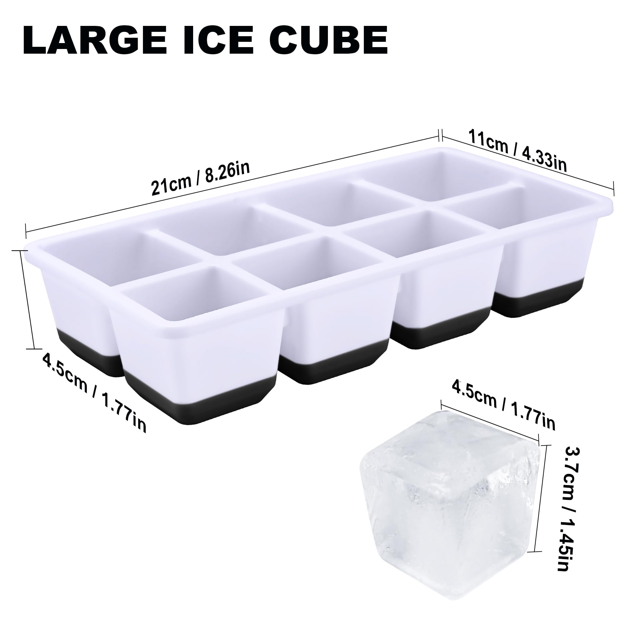 Large Ice Cube Moulds, 1.8in Square Silicone Ice Cube Trays with Lids - Image 2