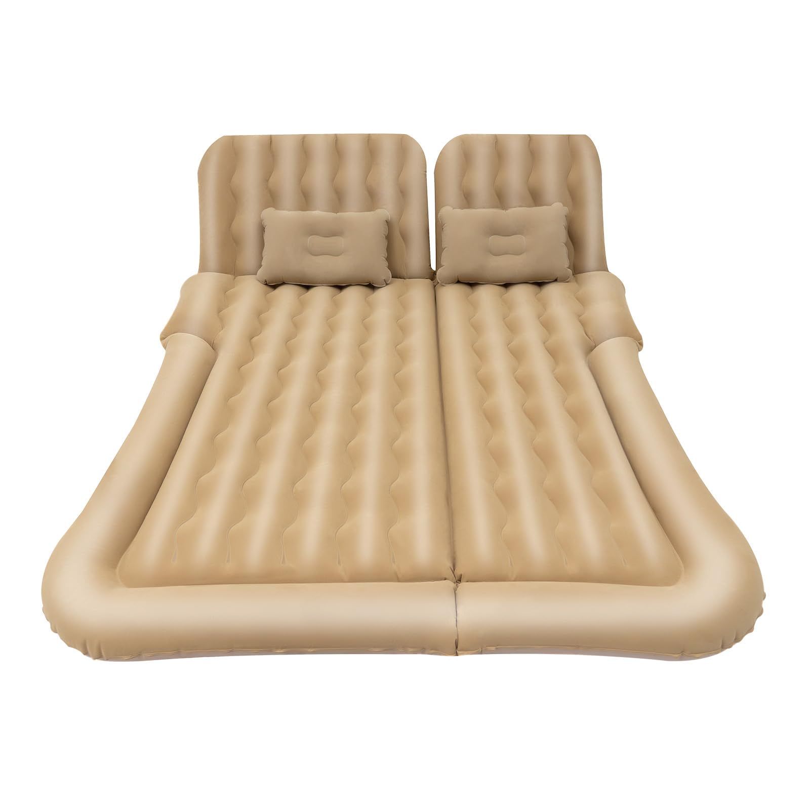 MINRS Colchón de coche de 120 x 170 cm, colchón de aire autoinflable con bomba de aire y almohada, impermeable, portátil, para viajes, camping, actividades al aire libre (beige)