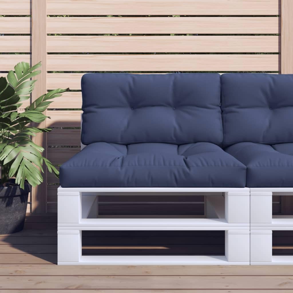 Juego de cojines para palé, color azul marino, 70 x 40 x 12 cm, tejido de poliéster con funda impermeable, cojín de asiento y respaldo para jardín, terraza, balcón, oficina y silla de ruedas