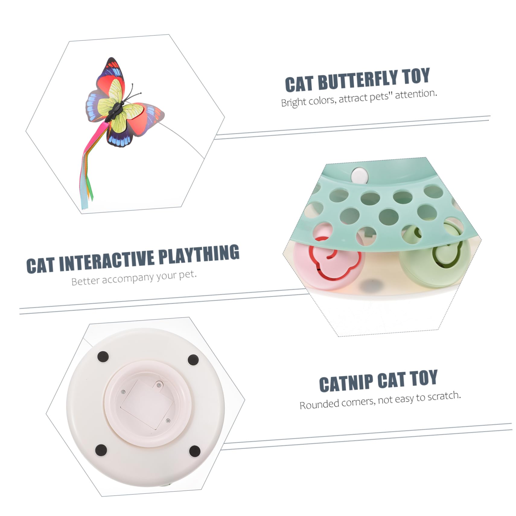 Jouet Interactif à Tourner pour Chats en Abs Vert Résistant aux Morsures 1 Set