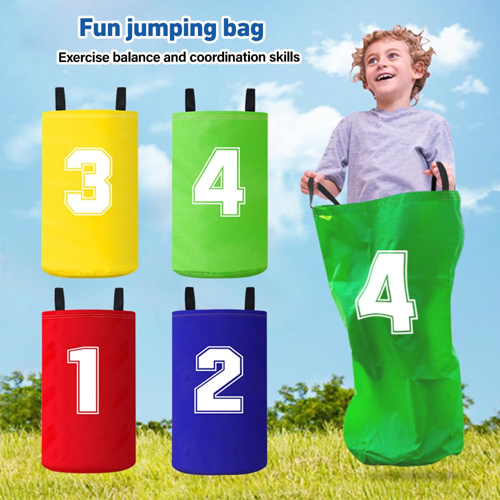 Set di 4 Sacchi da Gioco del Salto per Bambini, Borse Colorate per Festa e Attività Familiari