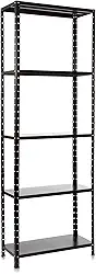 Estante de Aço, 5 Prateleiras, Estrutura Metálica Ajustável, Preta, Ideal para Casa,Escritório, Dispensa