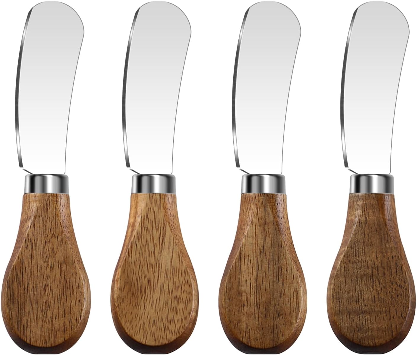 Butter Knife Spreader, Cheese Spreader Knives Set of 4, Stainless Steel Butter Knives with Acacia Wood Handle, Small Cheese Knives for Cold Butter, Soft Cheese Spreader, Jam, Charcuterie, Pastry