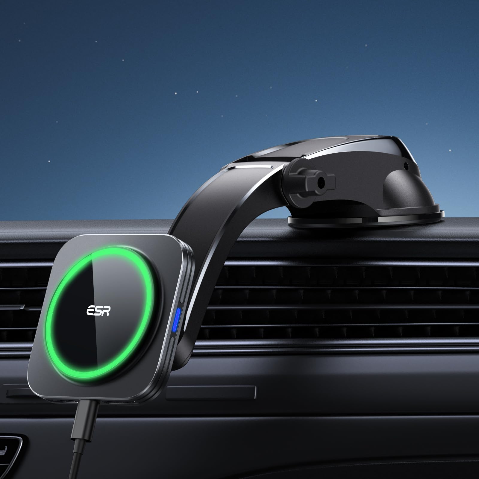 ESR for 15W MagSafe Car Mount Charger, MagSafe Car Charger, Dashboard Magnetic Wireless Charging Mount, for iPhone 17/16/15/14/13/12, Galaxy S25, Pixel 10, Fast Charging, Car Accessories,Black