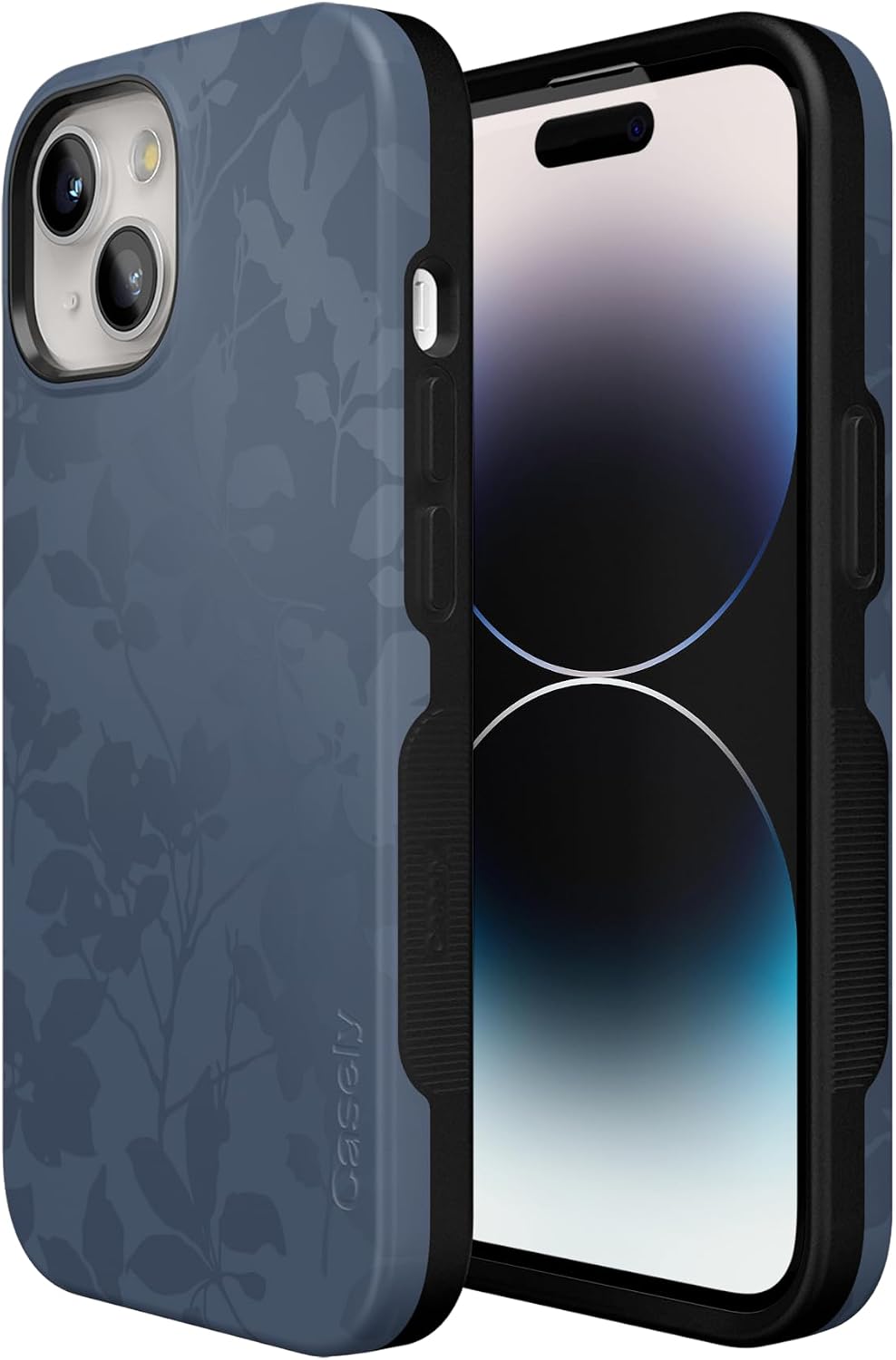 Casely iPhone 15 Case | Twilight Flora | Moody Monochrome | Bold Protective Design | Compatible with MagSafe
