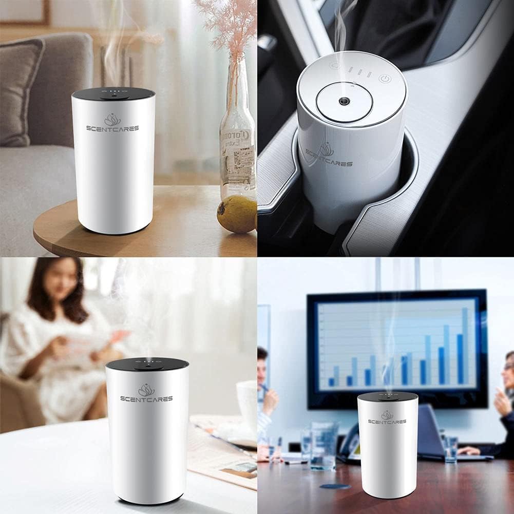Diffuser working with pure essential oils like Lavender, Ylang Ylang, Jasmine, Eucalyptus, Cherry Blossoms, Peppermint