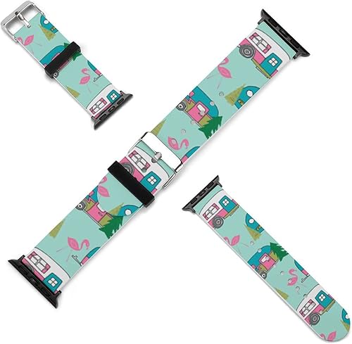 Miniatura 8 de Correa de reloj de silicona suave compatible con Apple Watch para hombresunisexjóvenes compatible con Iwatch Series 54321, Happy Camper Camping