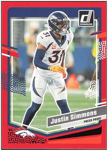 JUSTIN SIMMONS 2023 Donruss Press Proof Red #91 NM-MT Football Broncos