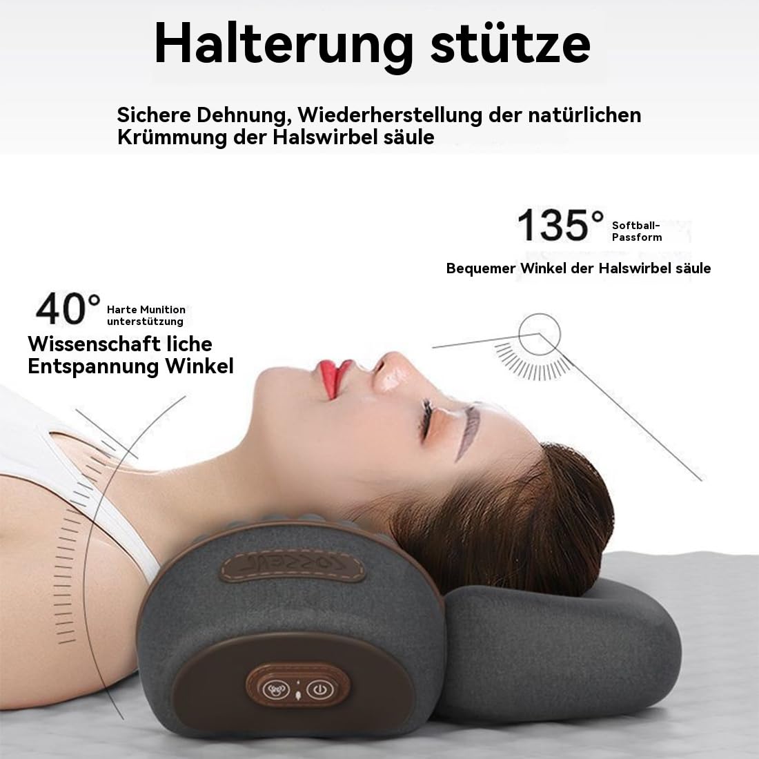 3-in-1 Elektrische Nackenmassagegerät – Sofortige Schmerzlinderung, Natürliche Halskrümmungs-Wiederherstellung & Stressabbau – Ideal für Büro, Zuhause & Familien (Massage, Dehnung & Wärmetherapie)