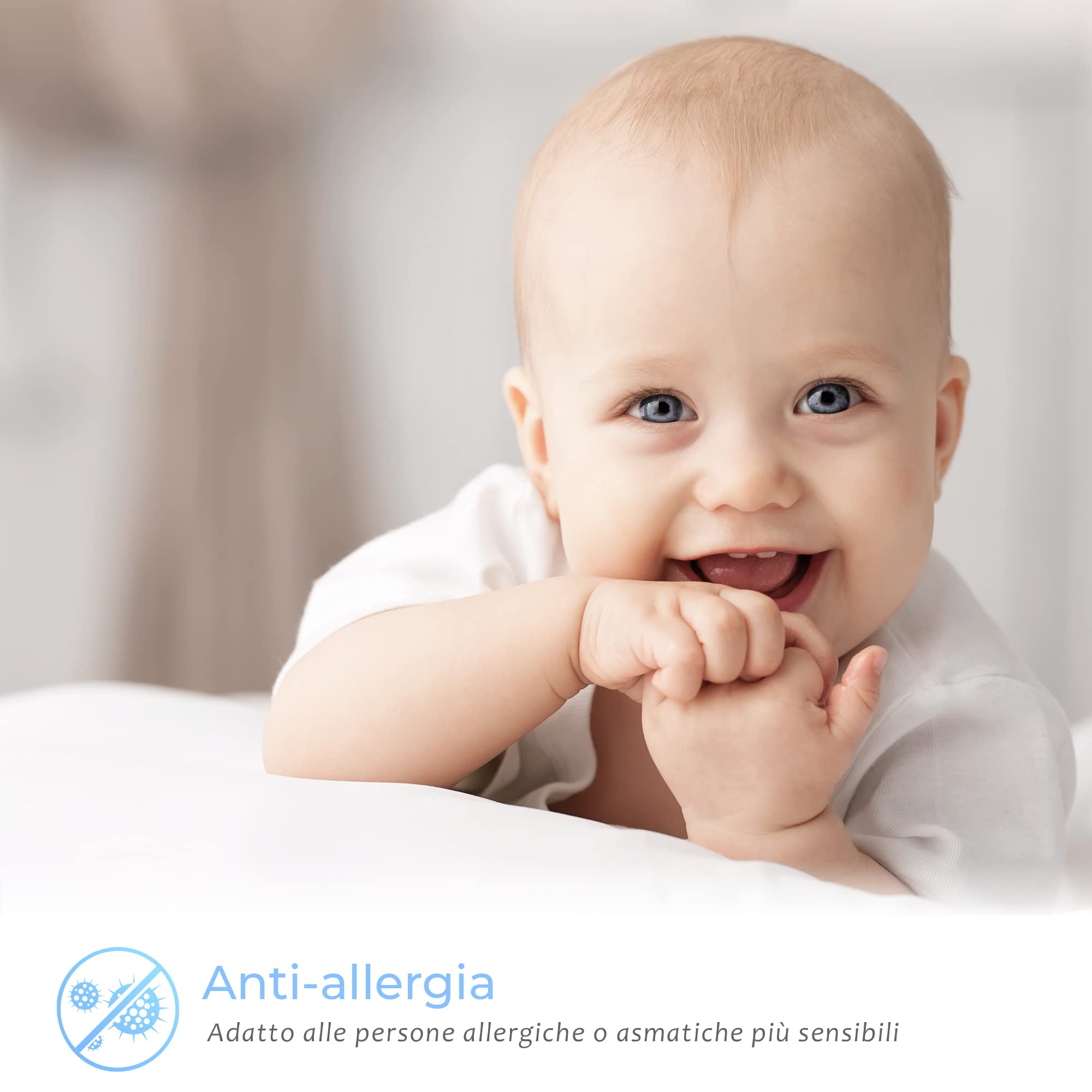 Piumone per Bambini 90 x 120 cm in Lana Naturale 100% 4 TOG Anallergico per Lettino e Trapunta per Bambini traspirante Completamente anallergica Piumino Lettino Neonato