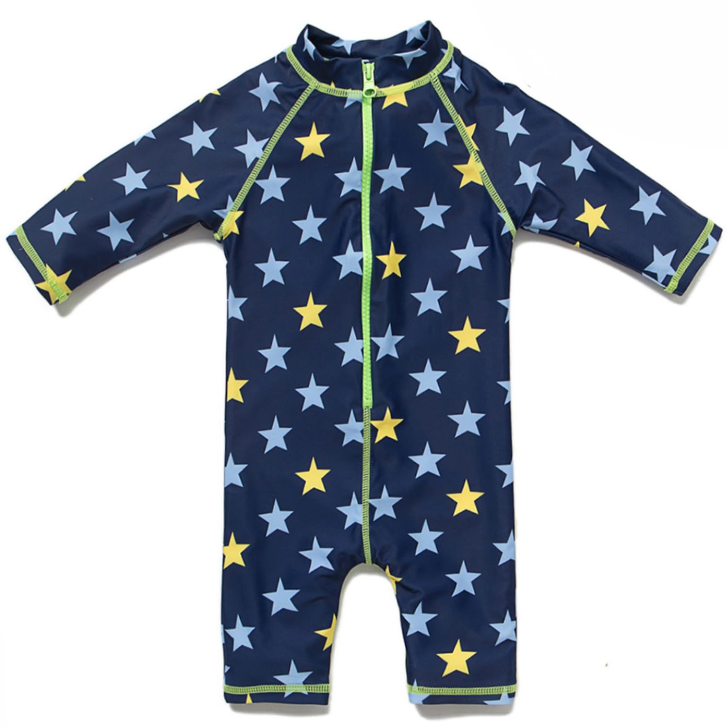 BONVERANO Traje de baño para bebés y niños, traje de baño de manga corta con cremallera de una pieza con protección solar UPF 50+