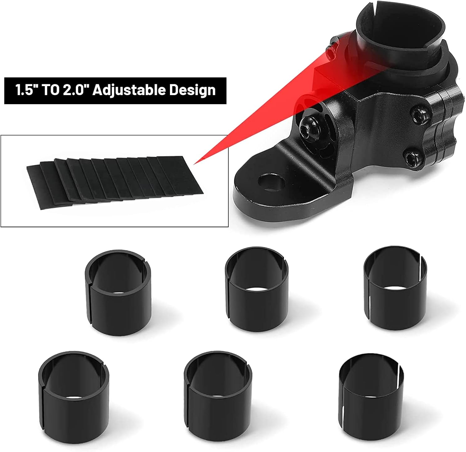 2pcs Adjustable UTV Flag Mount Whip Light Mount Antenna Bracket for 1.75 to 2 inch Compatible with Polaris RZR 900 1000 XP Pro Turbo Can Am Maverick X3 Commander 2017-2023 Black…