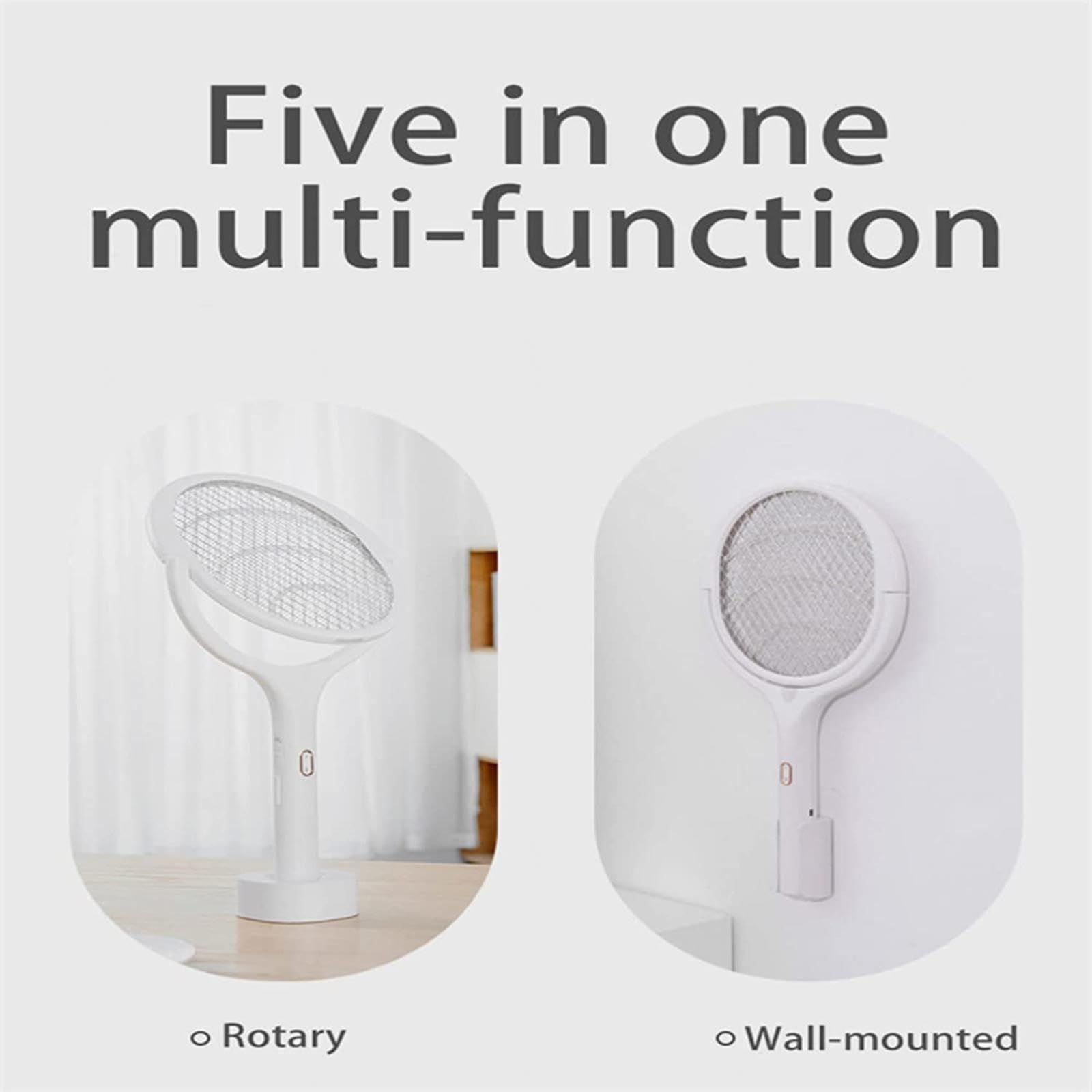 FAXIOAWA Scacciamosche Elettrico Ricaricabile Montato a Parete con Base Scacciamosche Risparmia Spazio Lo scacciamosche può Essere utilizzato Come Lampada antizanzare