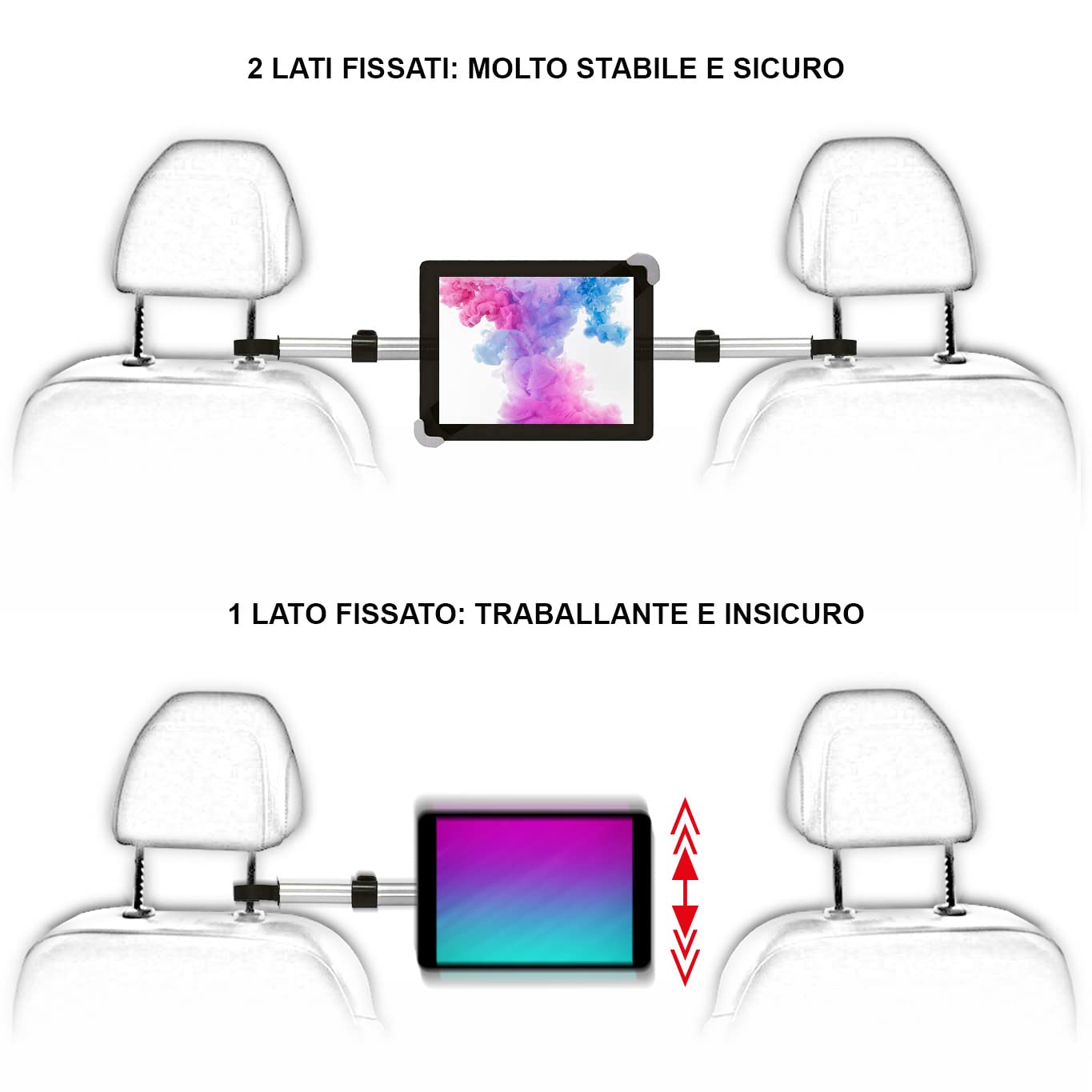 Supporto Tablet (anche Grandi) Auto Centrale 9,7"-14,5" Porta iPad Auto Bambini Poggiatesta Compatibile con i Pad/iPad Pro Galaxy Tab Tablet Car Headrest Mounts Portatablet da Macchina