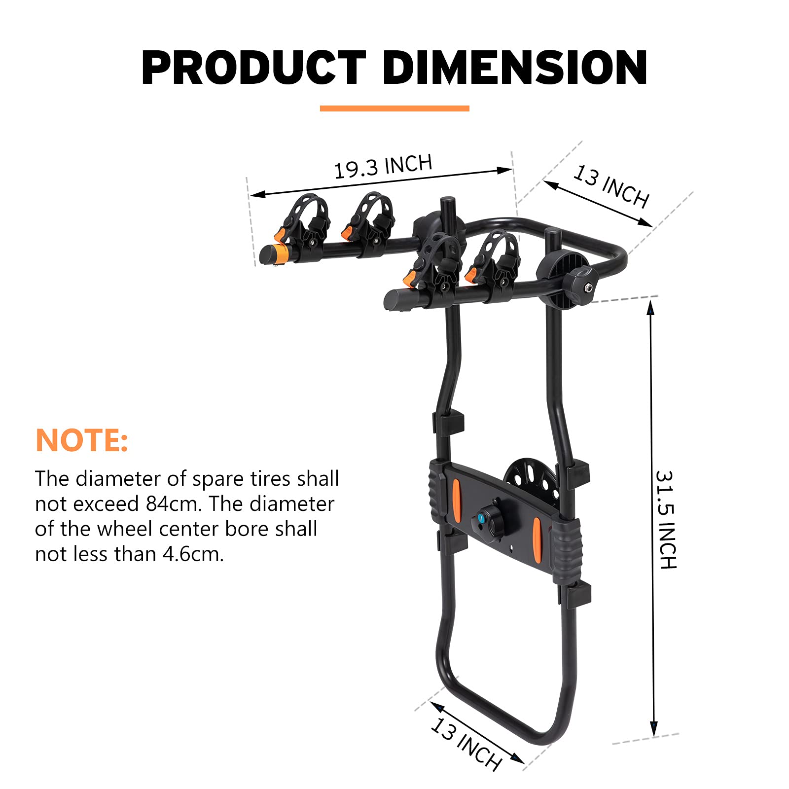 Kanruis 2Bike Spare Tire Rack Bicycle Carrier Adjustable Bolton Spare
