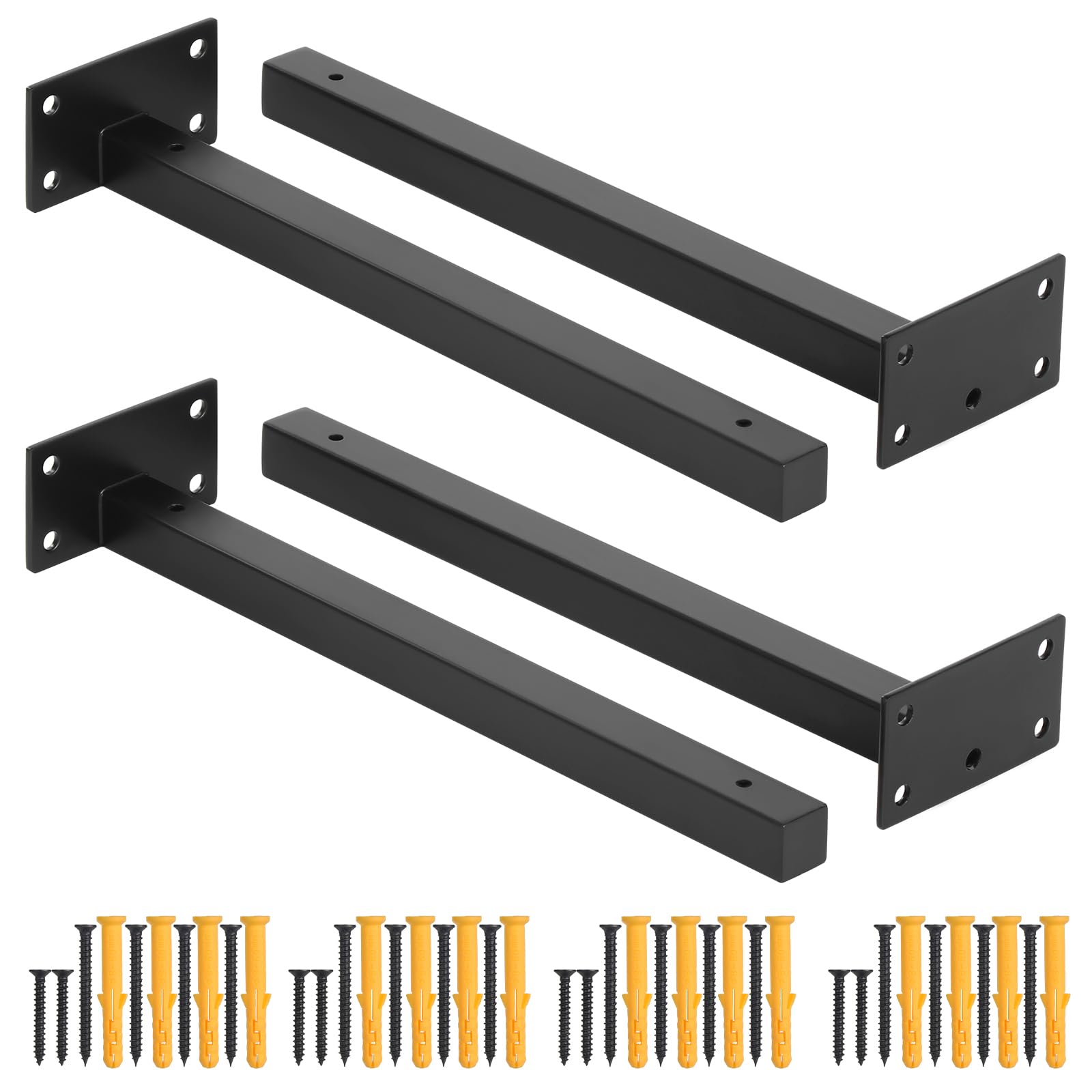 Faankiton 4 Piezas Soporte de Estante Flotante, Soportes de Estantería, Soportes Industriales Negros, Soporte Estanterías de Metal, Escuadras Baldas de Hierro Pared, Capacidad de Carga: 40-60Kg (30CM)