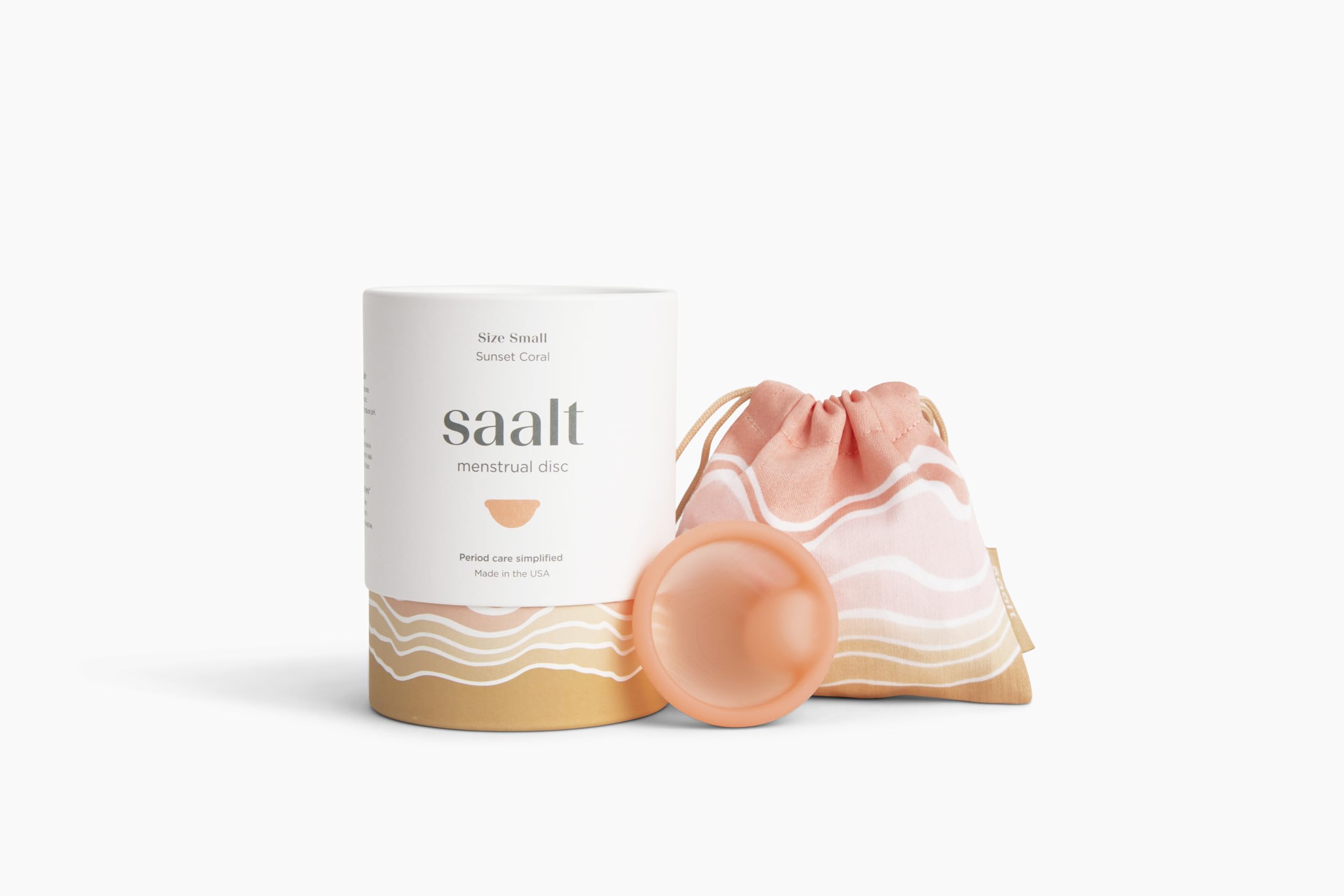 Disque menstruel Saalt – Disque réutilisable pour une protection de 12 heures – Sans BPA ni latex – Retrait facile – Doux, flexible et confortable - taille Petit, Corail
