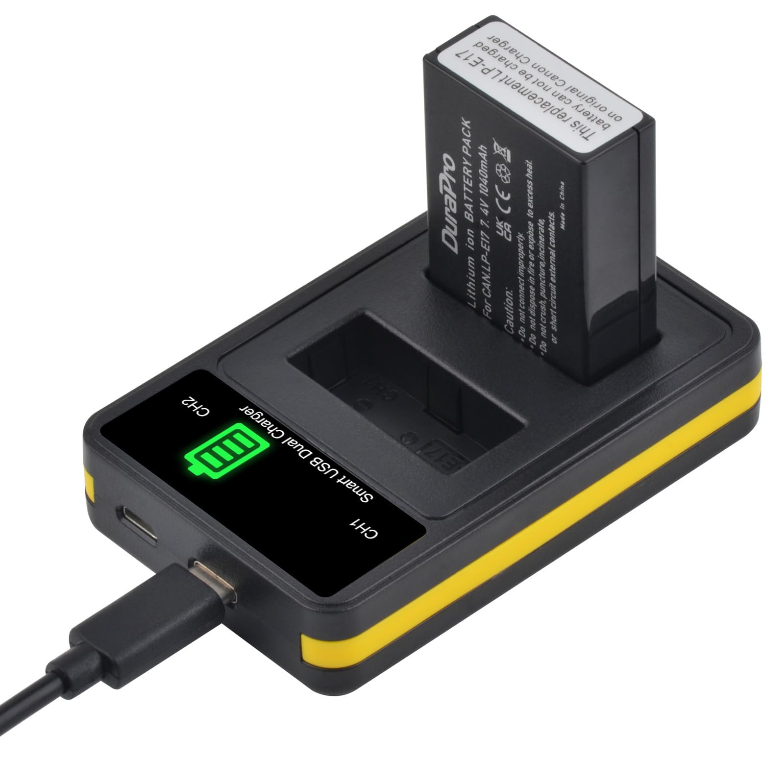 DuraPro 2X LP-E17 1040 mAh + Double Chargeur USB intégré avec Port de Type C pour Canon EOS M3, M5, M6, Rebel SL2, T6i, T6s, T7i, EOS 200D 250D 750D, 760D, 800D, 8000D, RP Cameras