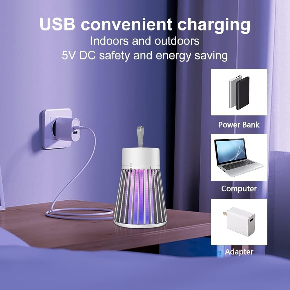 2026 Mozguard Mückenlampe, Upgrade Mozz Guard Zapper, Tragbarer Mückenvernichter mit USB-Aufladung, 2-in-1 Mückenvernichtungslampe für Zuhause, Camping und Garten (Grau-3PCS)