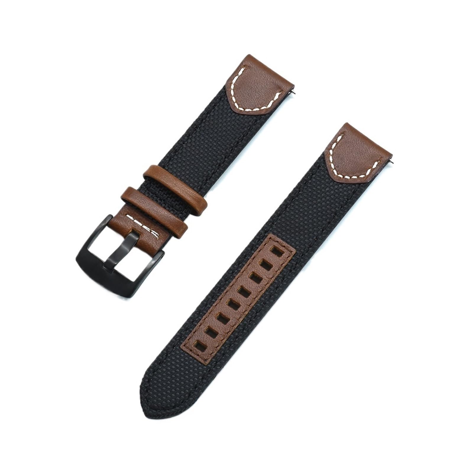 Cinturini, Cinturini for Orologi in Tela Nylon + Pelle a sgancio rapido(Black,22mm)