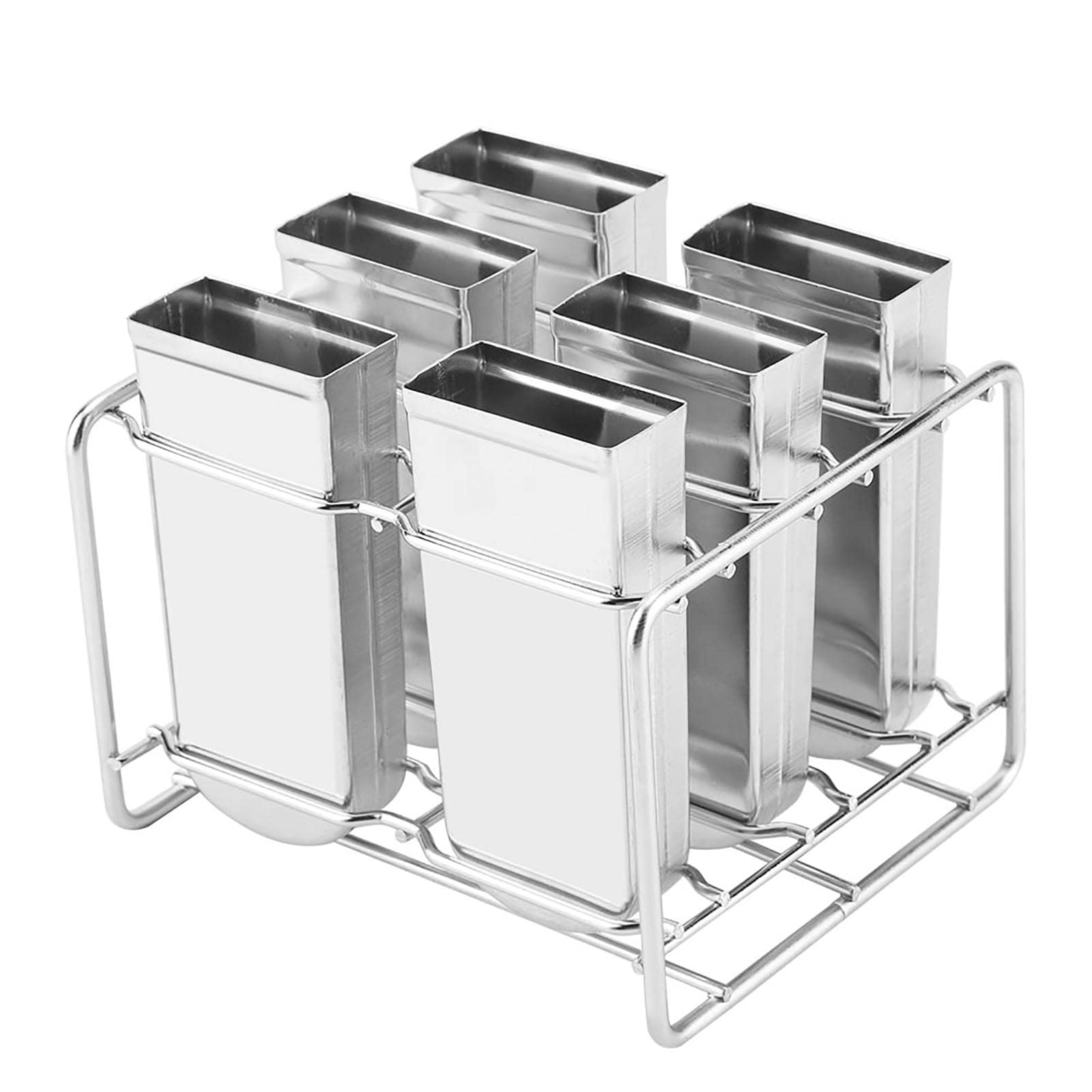 Luocute Molde para Helado de Acero Inoxidable, 6 Cavidades para Paletas | DIY Ice Pop Mold with Seamless Welding, Smooth Edges, Soft Seals, for Home and Commercial Use