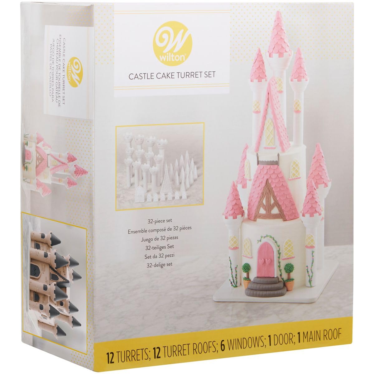 Wilton Set Gâteau Château Romantique: Set de 32 Pièces avec Tours, Fenêtres et Toit - Accessoires Réutilisables pour Gâteaux de Mariage et Anniversaire