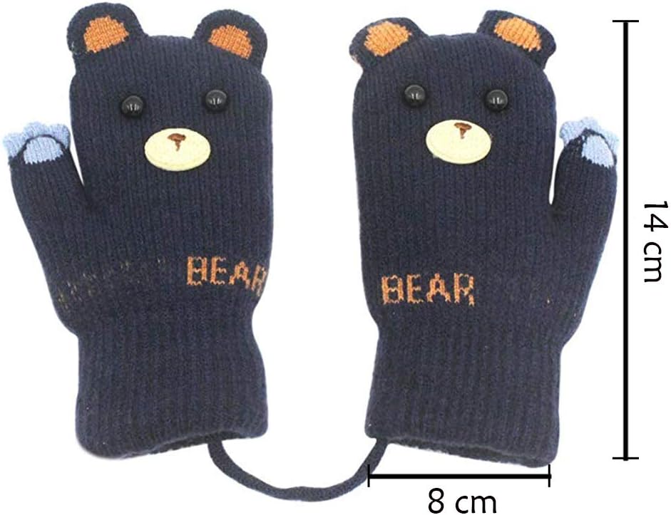 Baby Boys Girls Winter Knitted Mittens Warm Fleece Lined Gloves for Kids 0-3 Years