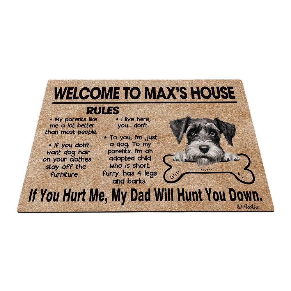 Bienvenido A Mi Casa Perro Schnauzer Estándar 40X60Cm Felpudo De Entrada Suave Felpudo De Bienvenida Divertidos Tapete para Puerta para Cocina Entrada Casa Trasera Delantera