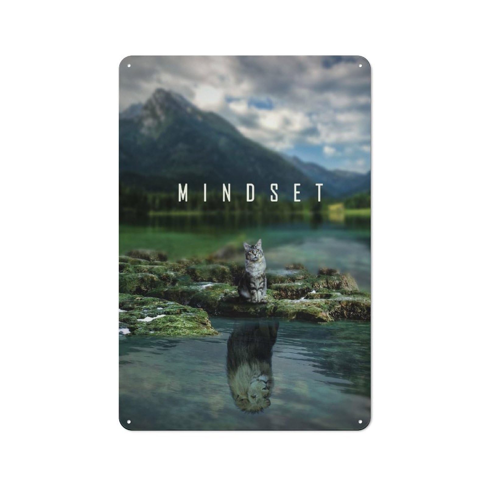Junmoney Style-2 Tin Wall Plaque 30X20cm With Mindset Is Everything For Workshop Wall, With Clear Retro Wall Decor Character
