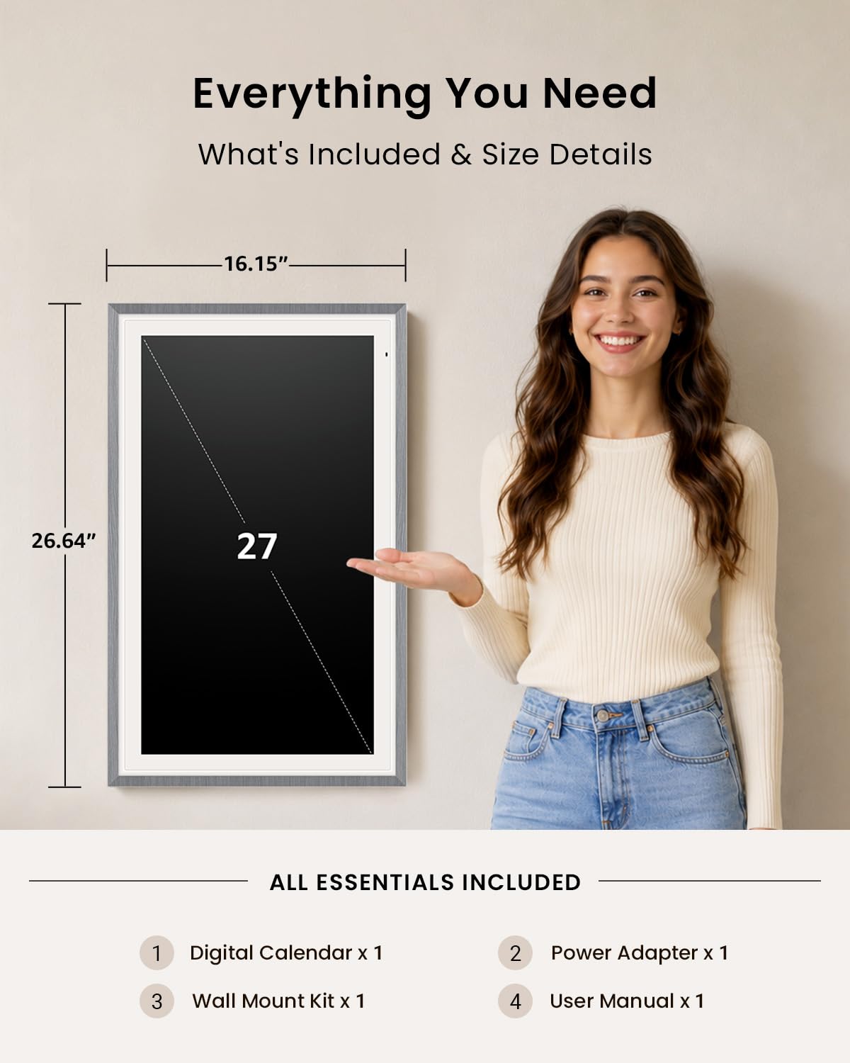 ApoloSign 68,6 cm (27 Zoll) digitaler Kalender: Dual-Mode-Kalender mit Google Play & Multi-Kalender-Synchronisation, elektronischer Planer und Aufgabendiagramm, intelligenter Touchscreen, interaktives