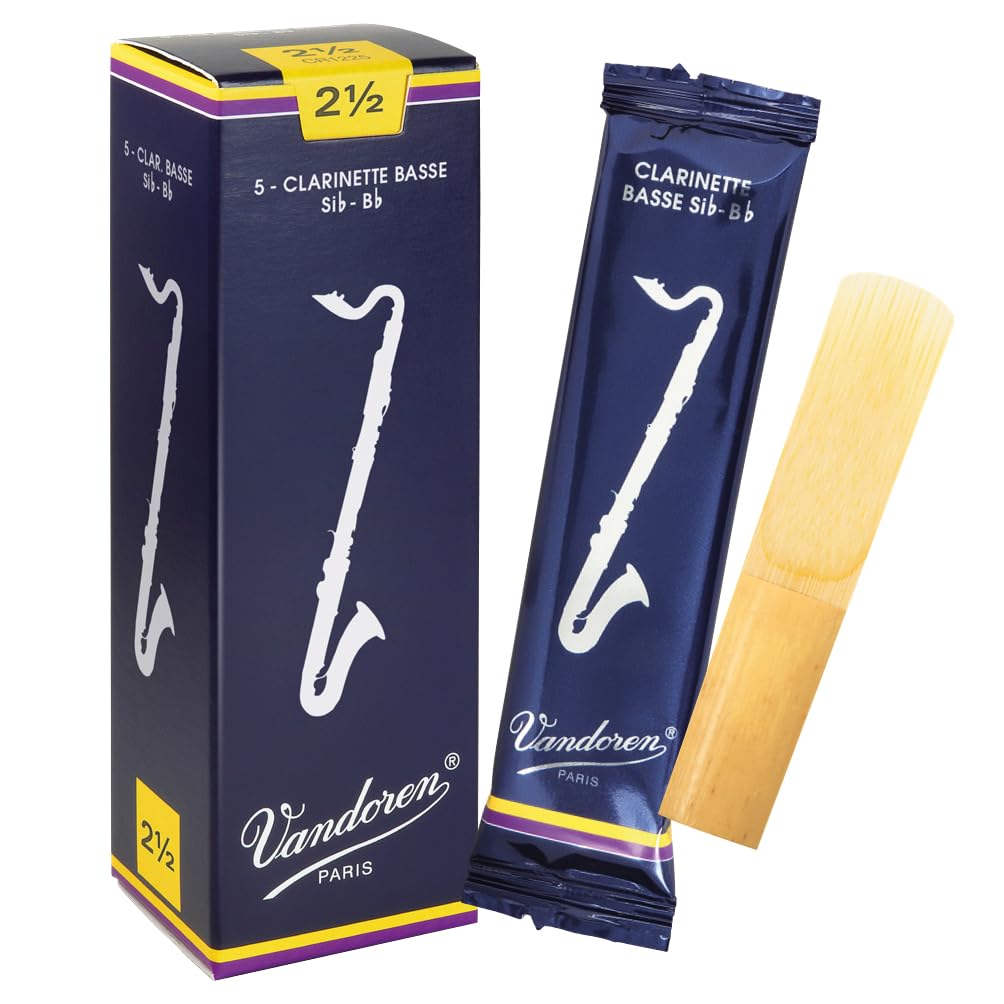 Vandoren CR1225 Bass Clarinet Traditional Reeds Strength 2.5; Box of 5