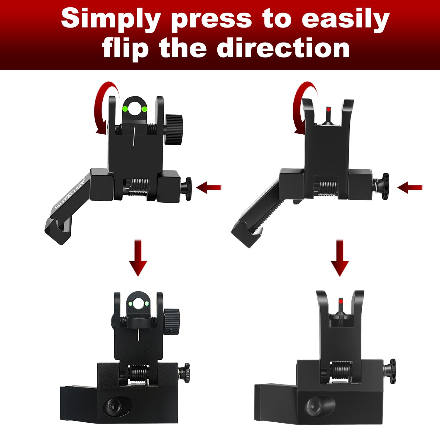SHTALHST Iron Sights,45 Degree Offset Flip Up Sights,Flip Up Front