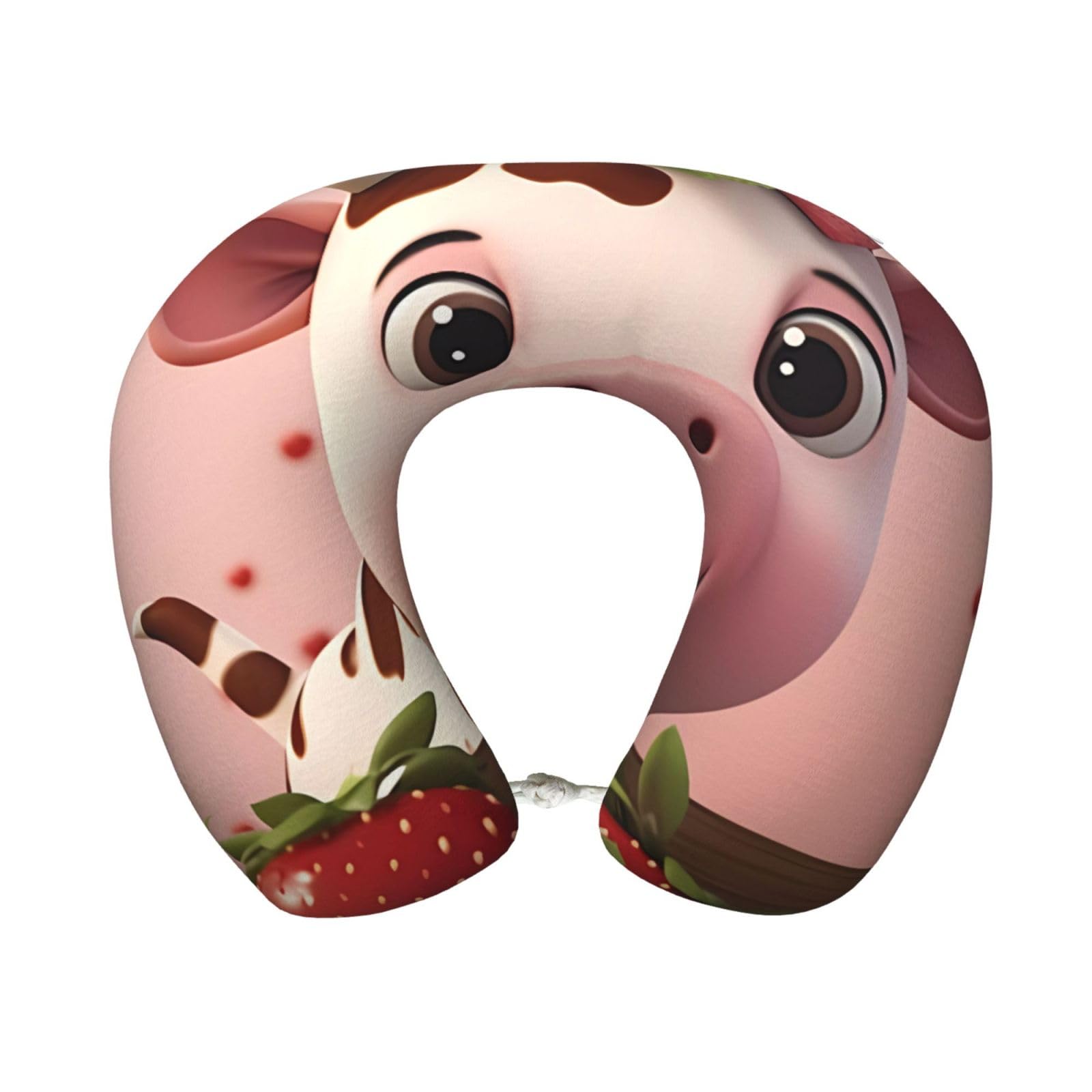 BOAIHH Cows and Strawberries Memory Foam Travel Pillow for Soft Comfort Fits Snugly for Naps Office, and Airplane Use