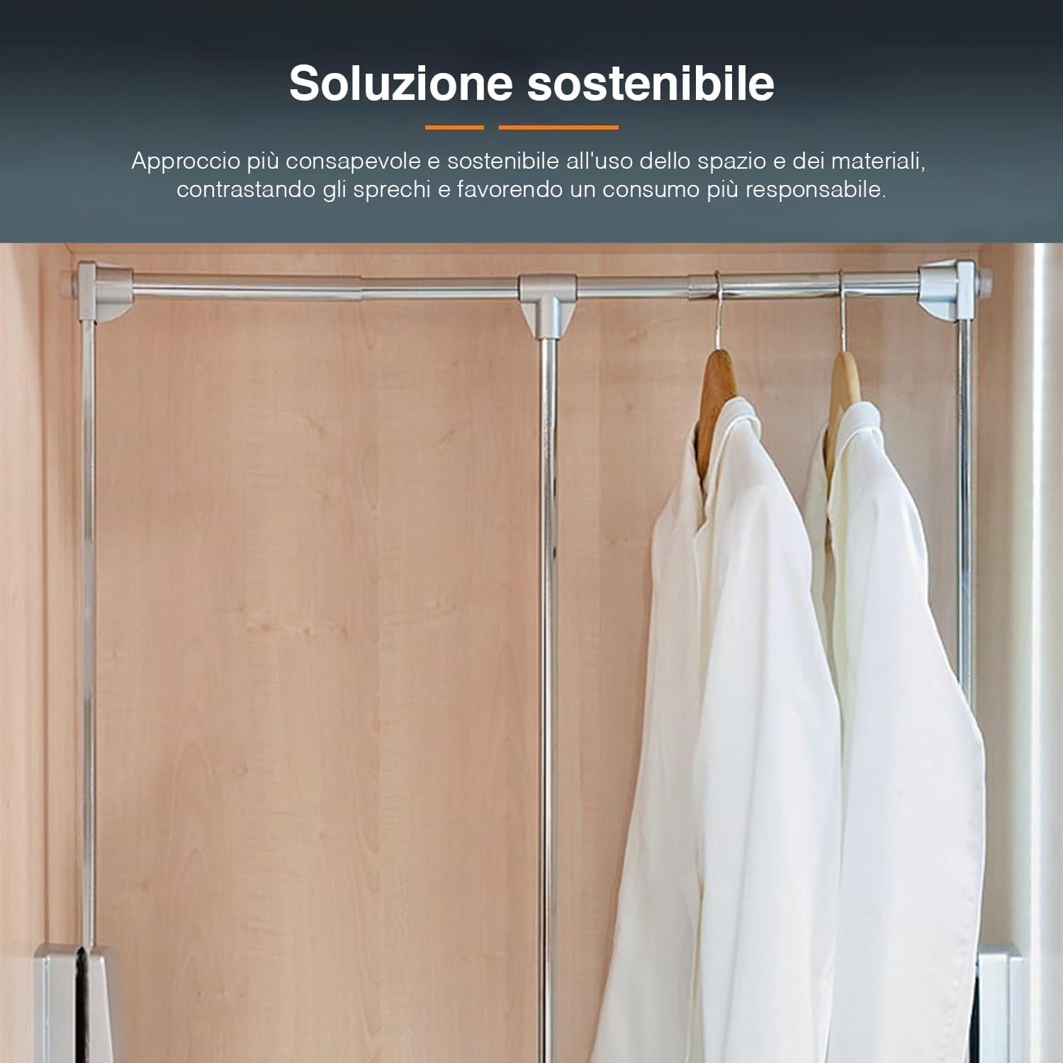 Avilia Appendiabiti Saliscendi per Armadio in Acciaio Cromato, 83-115cm - Asta Appendiabiti Regolabile e Estensibile, Carico Max 12kg, Montaggio Facile e Veloce
