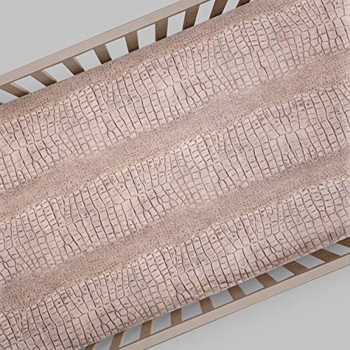 Glenna Jean Baby Fitted Crib Sheet Crocodile Rock Animal Print Jungle For Baby Boys & Girls, Tan/Grey, Standard #TOP15