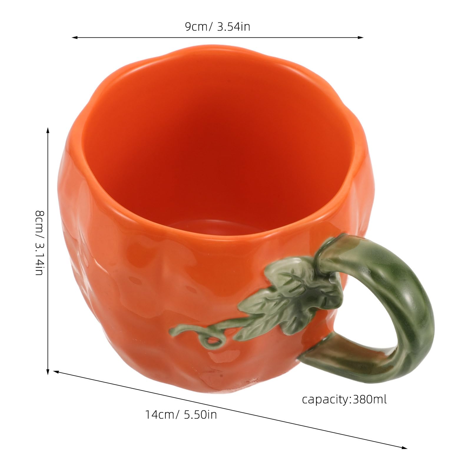 NUOBESTY Taza de Cerámica con Forma de Calabaza Y Asa, 380 Ml/12,8 Oz. Taza de Café con Temática de Halloween para Café, Té, Agua, Leche, Chocolate Caliente Y Decoración Navideña.
