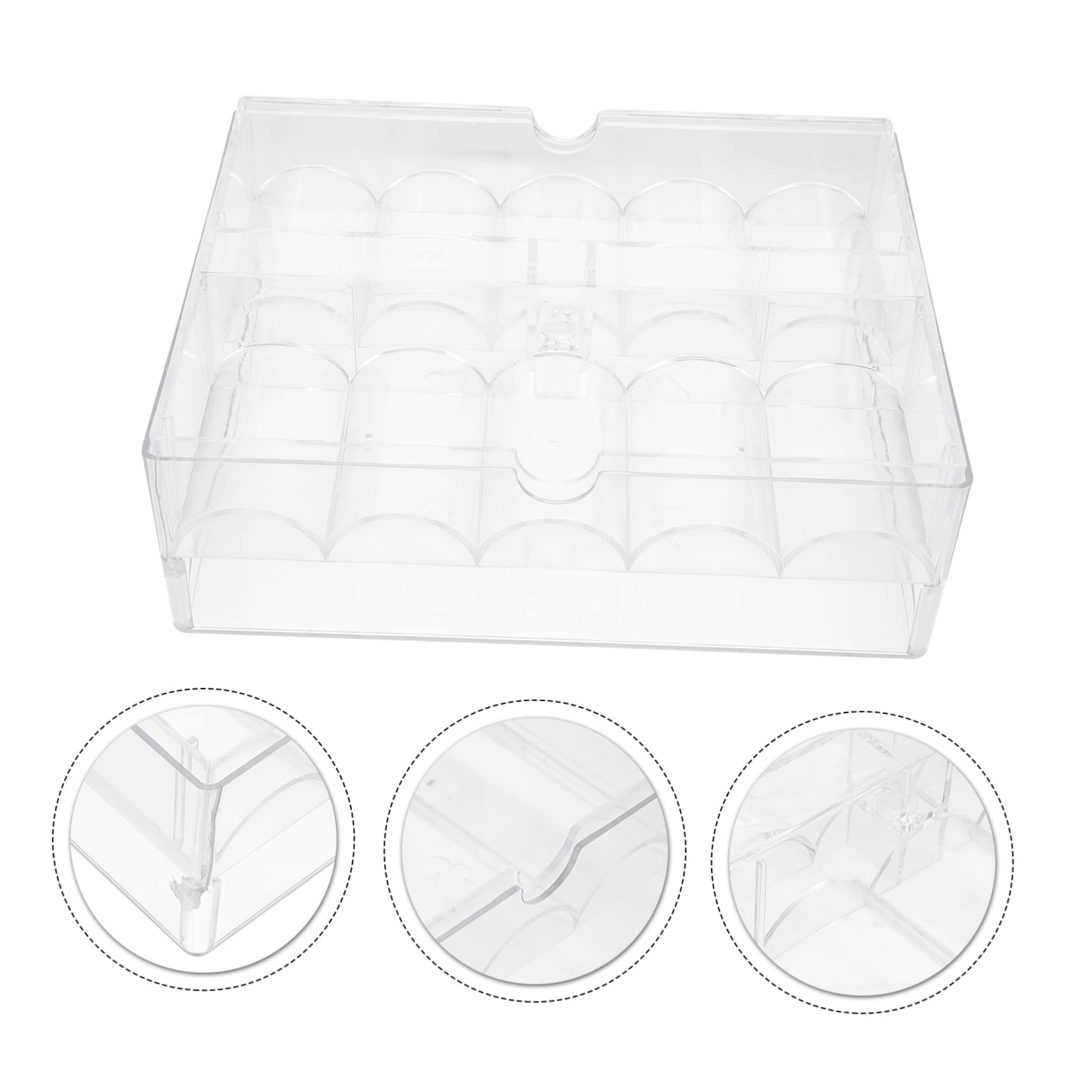KICHOUSE Boîte Transparente à Jetons Poker Acrylique Avec Couvercle Organiseur Pratique Pour Rangement De Jeu Et Antidérapant Jetons Rangement Facile Et Esthétique