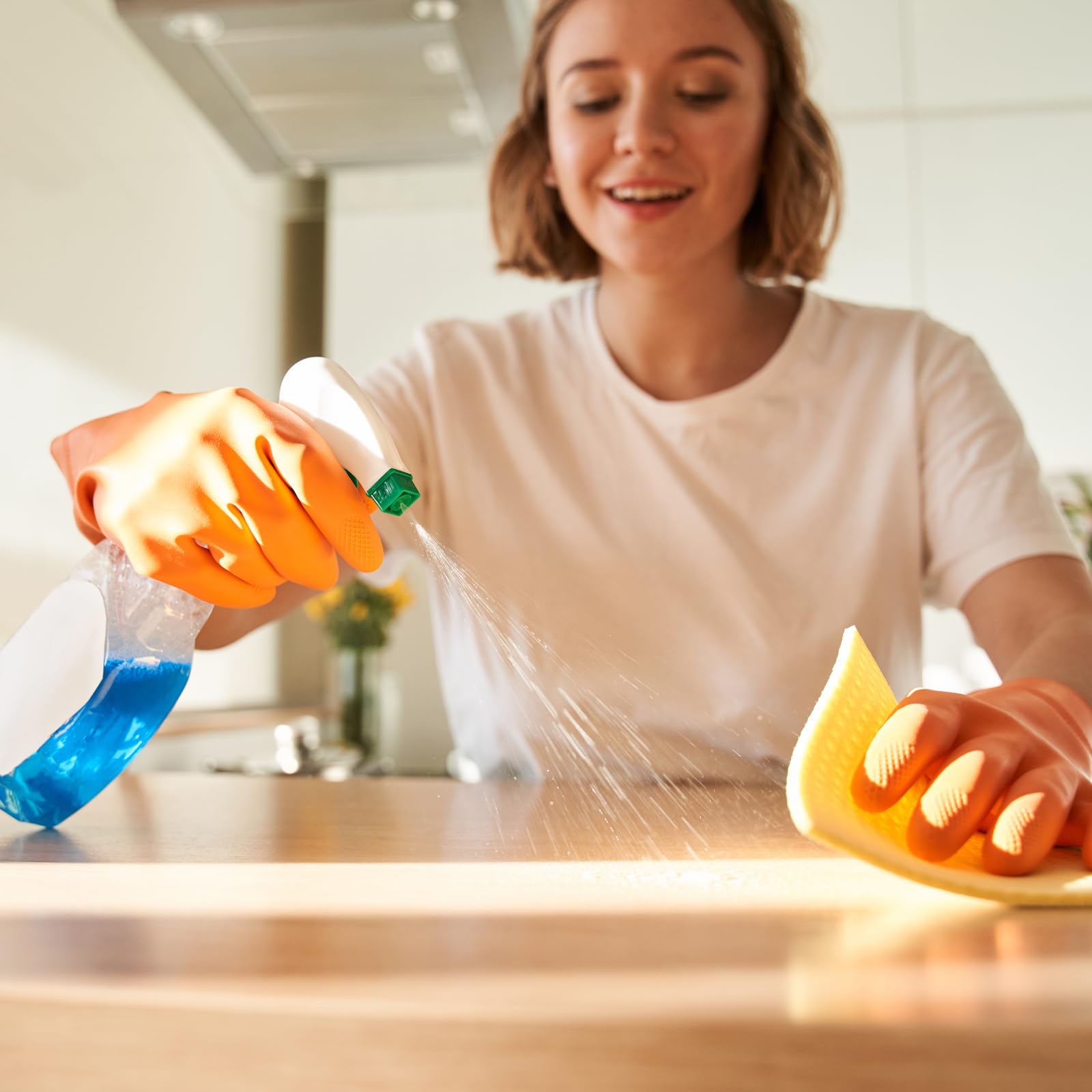 PATIKIL 100 pcs Jetable Industriel Nitrile Gants Grand Mécanicien Orange | 8-mil Épais avec Diamant Texture, Gant, Latex Gratuit, Poudre Gratuit pour Jardin Maison