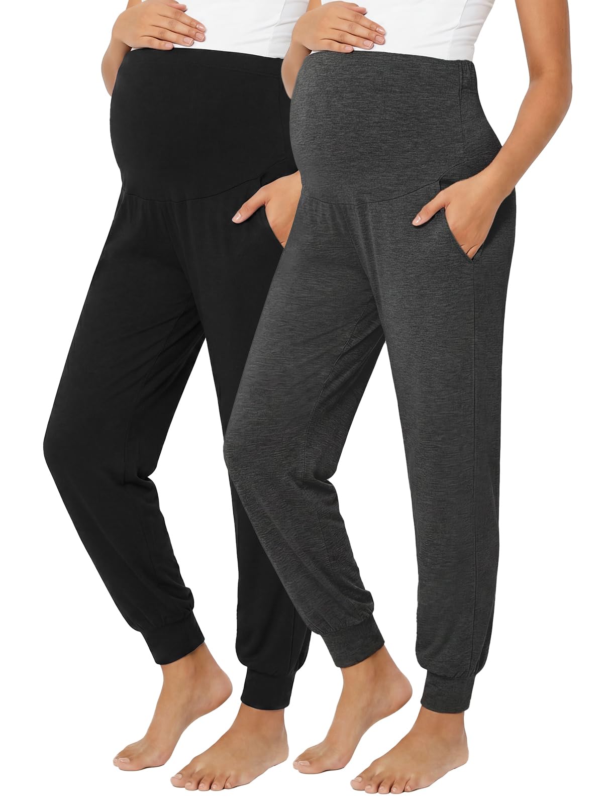 Summer Mae Viskose-Jogginghose für Schwangerschaft, Lounge-Hose mit Tasche | Weicher, dehnbarer Damen-Pyjama, bequeme Sweathose, ideal für Workout, Yoga, Arbeitsanlässe und Freizeitkleidung