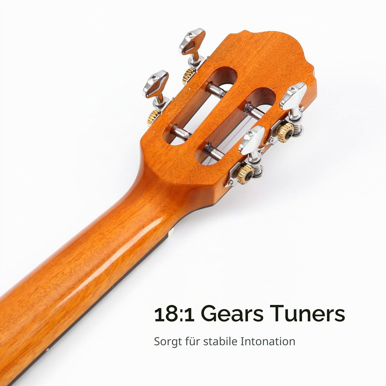 Batking Tenor-Ukulele für Profis aus Massivholz, 66 cm, Hawaii-Design mit Cutaway und Schlitz-Kopfplatte - Inklusive Gigbag