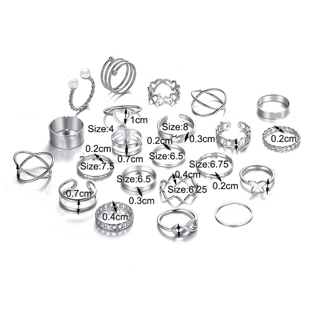 Contemporary Stackable Rings Set of 22