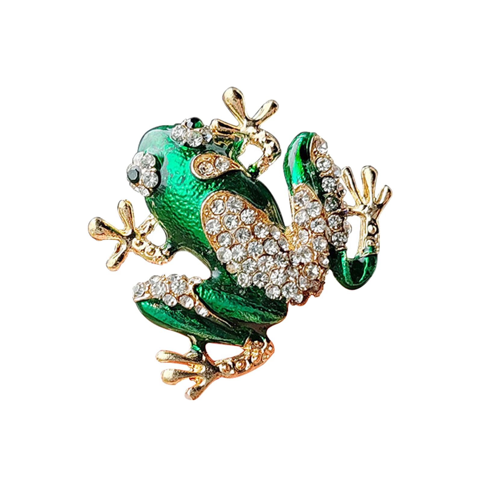 Maxtonser Fashionable Animal Brooch With Green Crystal Embellishment Sparkling Crystal Frogs Pin Trendy Women Accessories Jewelry