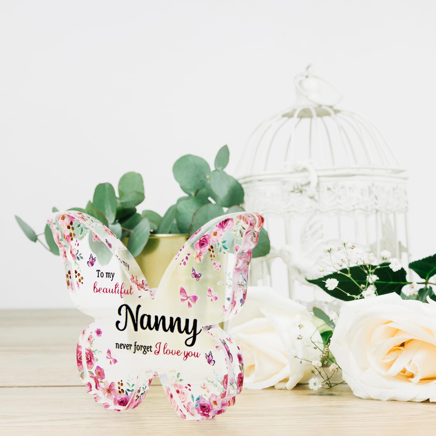 Placca Decorativa In Acrilico A Forma Di Farfalla – Regalo Sentimentale Per Nonna – Con Frasi D'Amore Per Compleanno, Festa Della Mamma, Natale - 4