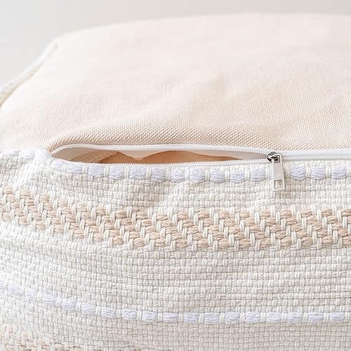 Miniatura 7 de MOCOFO Taburete cuadrado otomano bohemio sin relleno con borlas, fundas de puf tejidas, asiento de almacenamiento, 15.7 x 15.7 x 5.9 in