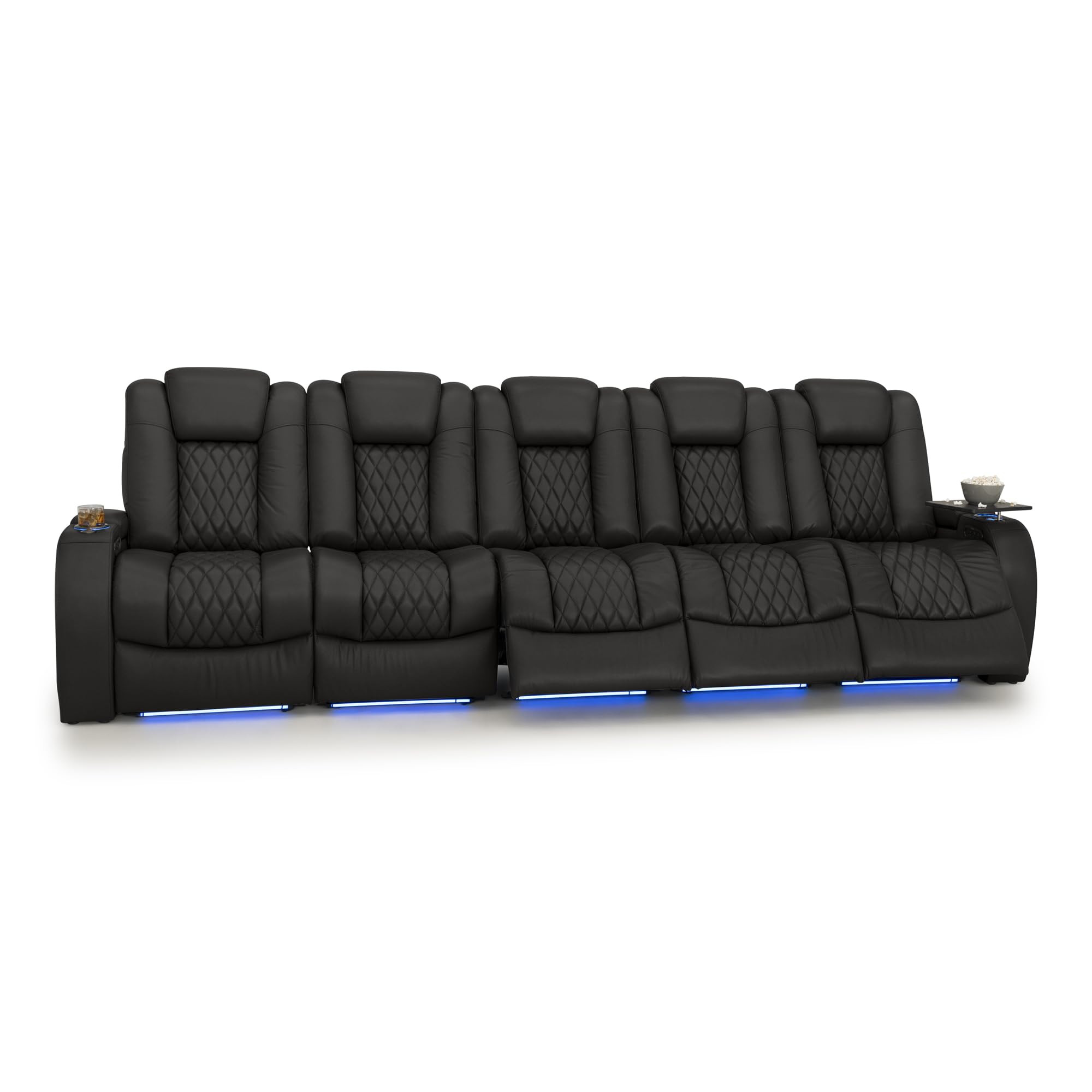 Seatcraft Diamante Home Theater Seating Black Row of 5 Sofa