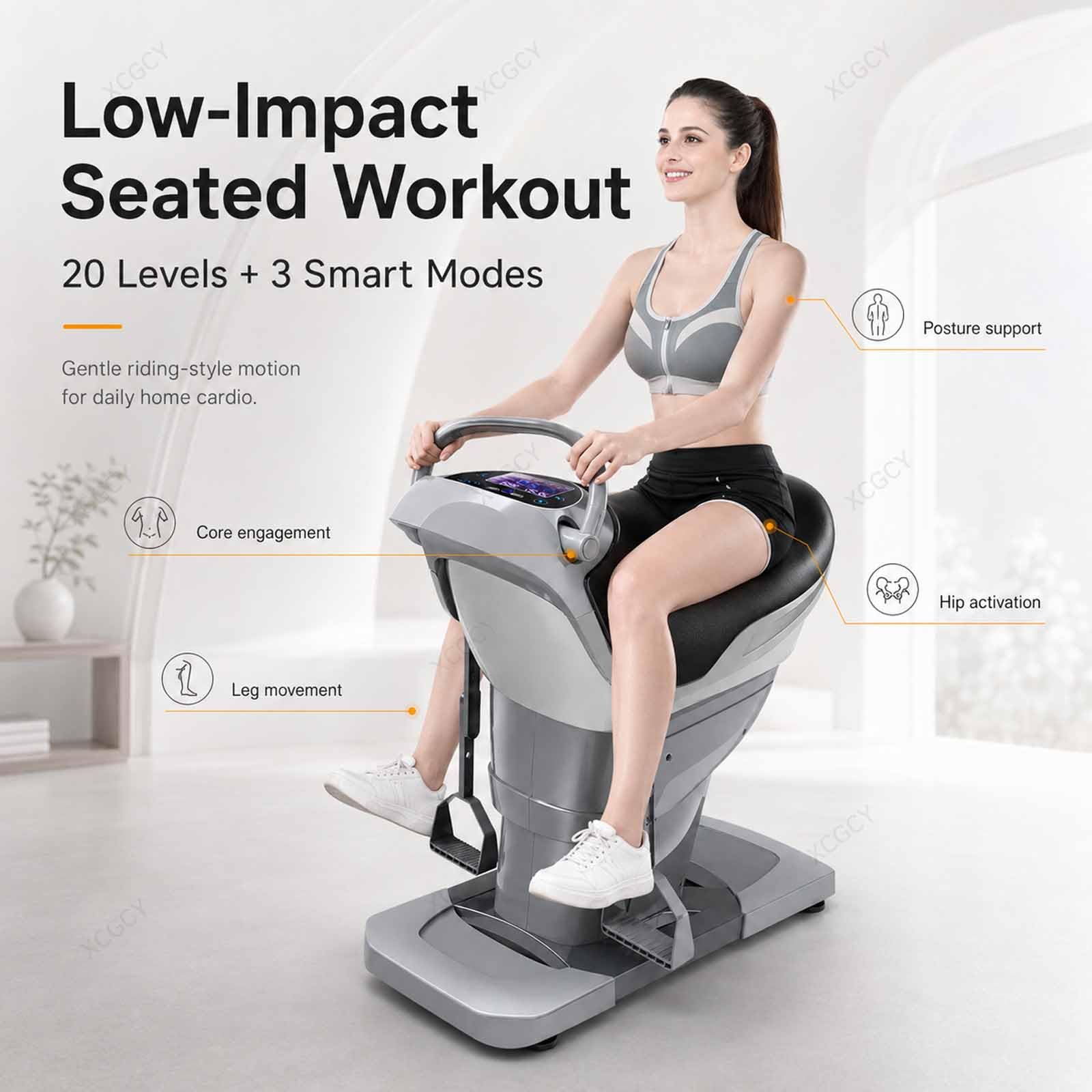 Elektryczny symulator jazdy konnej, przyrząd treningowy z wyłącznikiem bezpieczeństwa, ruch 3D-8, 20 prędkości, wyświetlacz LCD, 150 kg, trening cardio w domu