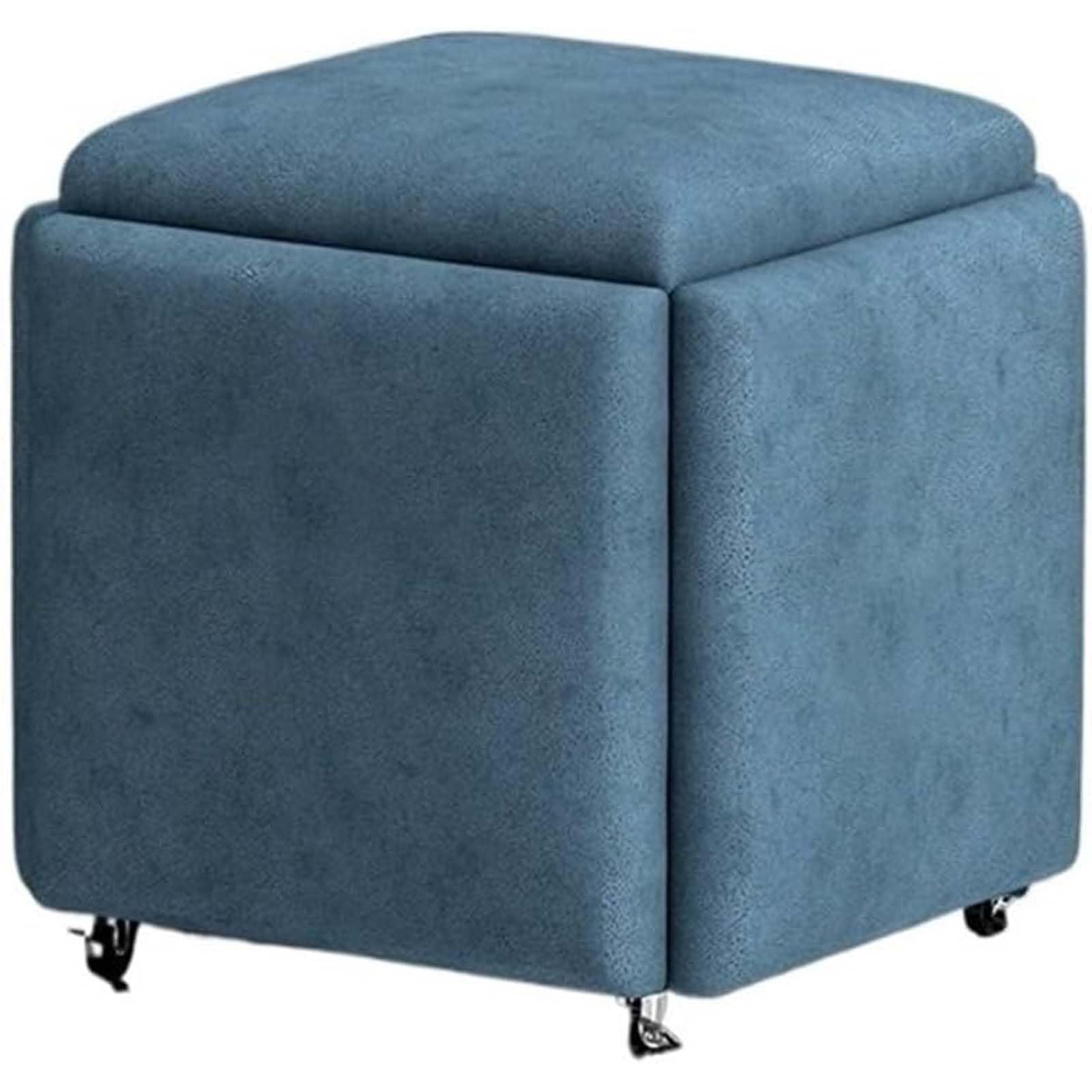 LMMIAOZ 5 in 1 Multifunctional Set with Swivel Casters for Living Room Bedroom Stackable Makeup Stool and Foot Rest Cube Chair 45 * 45 * 48cm