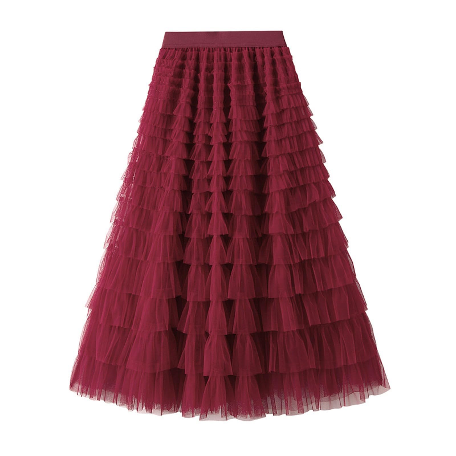 Gonna da donna in tulle, classica gonna a pieghe da donna, in stile vintage, lunghezza polpaccio, chiffon, vita alta, gonna a bolle